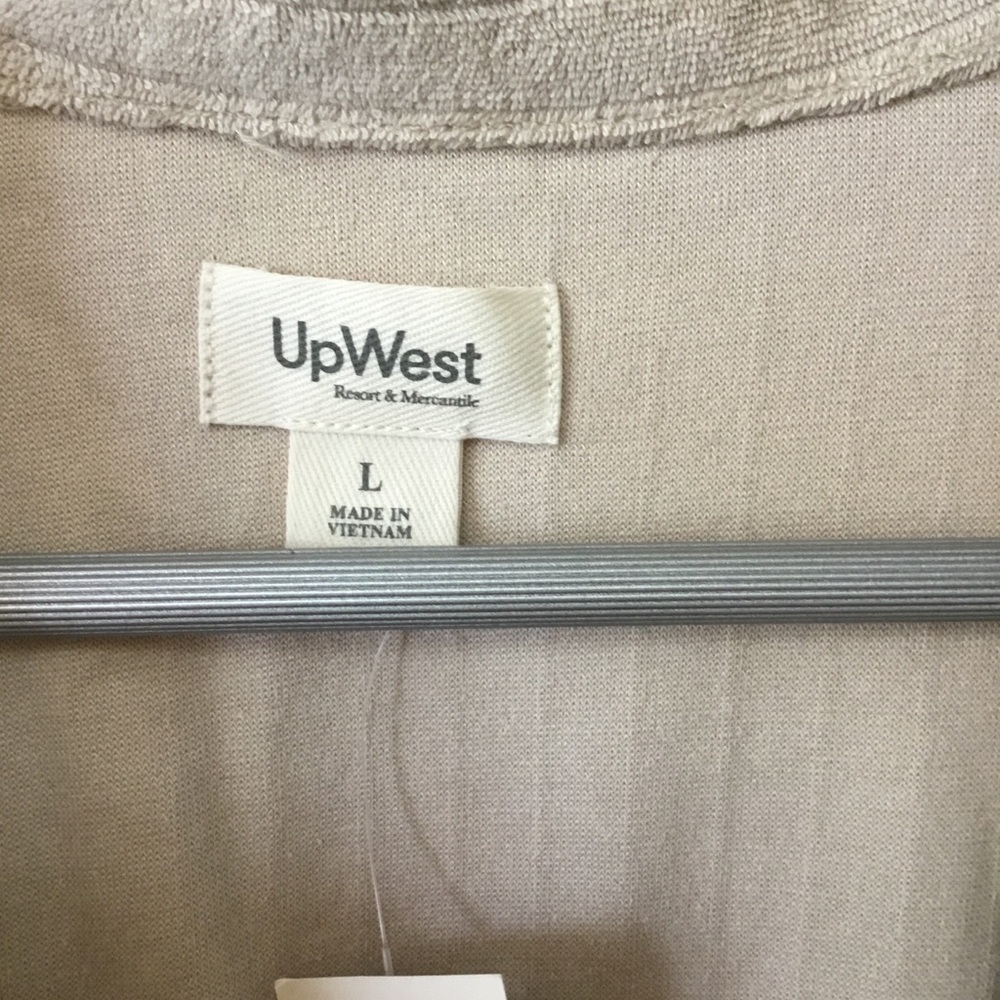 UpWest Beige Collared Half Button-Down Short-Sleeve Top - Picture 2 of 15